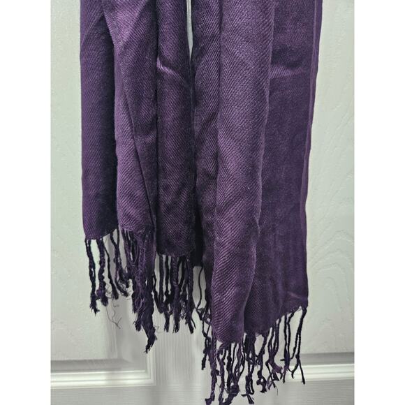 Beautiful Pashmina Silk Blend Purple Scarf Shawl Blend - Picture 5 of 12